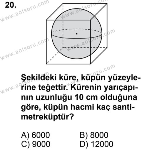 Geometri 2 Dersi 2011-2012 Yılı 2. Dönem Sınavı 20. Soru