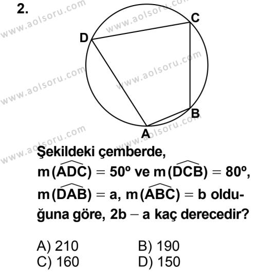 Geometri 2 Dersi 2011 - 2012 Yılı 3. Dönem Sınav Soruları 2. Soru