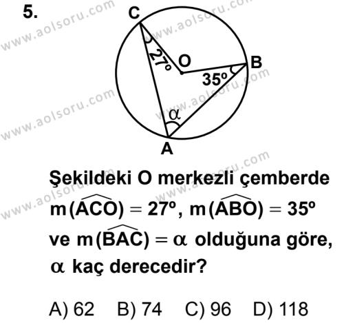 Geometri 2 Dersi 2012-2013 Yılı 1. Dönem Sınavı 5. Soru