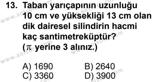 Geometri 2 Dersi 2012-2013 Yılı 1. Dönem Sınavı 13. Soru