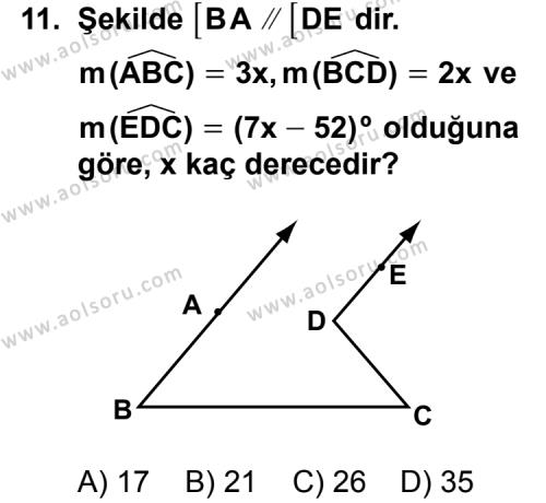 Geometri 3 Dersi 2011-2012 Yılı 1. Dönem Sınavı 11. Soru