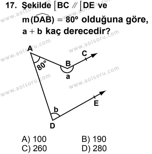 Geometri 3 Dersi 2011-2012 Yılı 1. Dönem Sınavı 17. Soru
