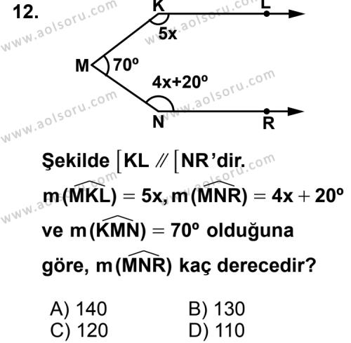 Geometri 3 Dersi 2012-2013 Yılı 1. Dönem Sınavı 12. Soru
