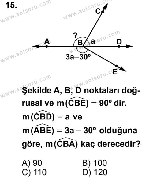 Geometri 3 Dersi 2012-2013 Yılı 1. Dönem Sınavı 15. Soru