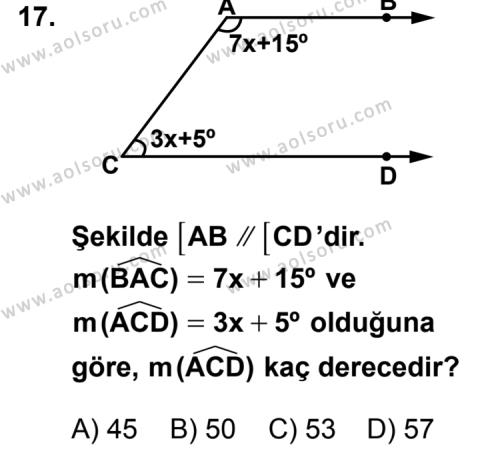 Geometri 3 Dersi 2012-2013 Yılı 1. Dönem Sınavı 17. Soru