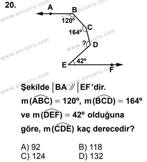 Geometri 3 Dersi 2012-2013 Yılı 1. Dönem Sınavı 20. Soru