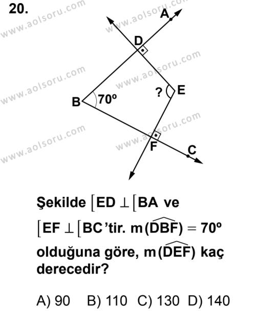 Geometri 3 Dersi 2012-2013 Yılı 3. Dönem Sınavı 20. Soru