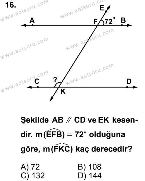 Geometri 3 Dersi 2013-2014 Yılı 1. Dönem Sınavı 16. Soru