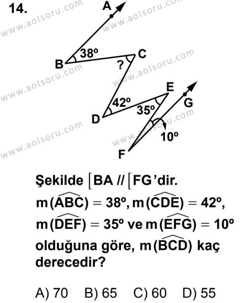 Geometri 3 Dersi 2013-2014 Yılı 2. Dönem Sınavı 14. Soru