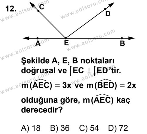 Geometri 3 Dersi 2013-2014 Yılı 3. Dönem Sınavı 12. Soru