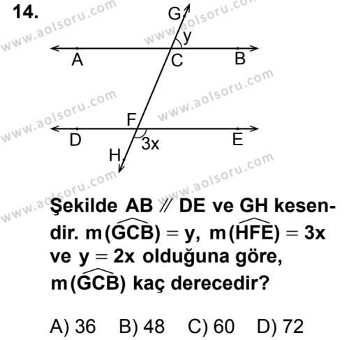 Geometri 3 Dersi 2014-2015 Yılı 2. Dönem Sınavı 14. Soru