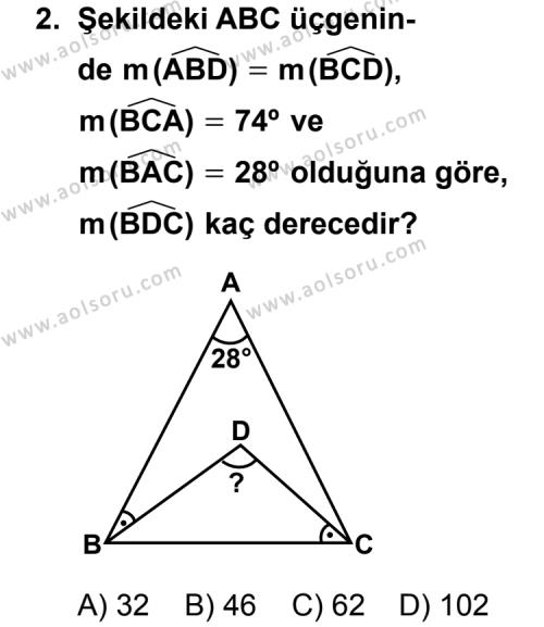 Geometri 4 Dersi 2011 - 2012 Yılı 1. Dönem Sınav Soruları 2. Soru