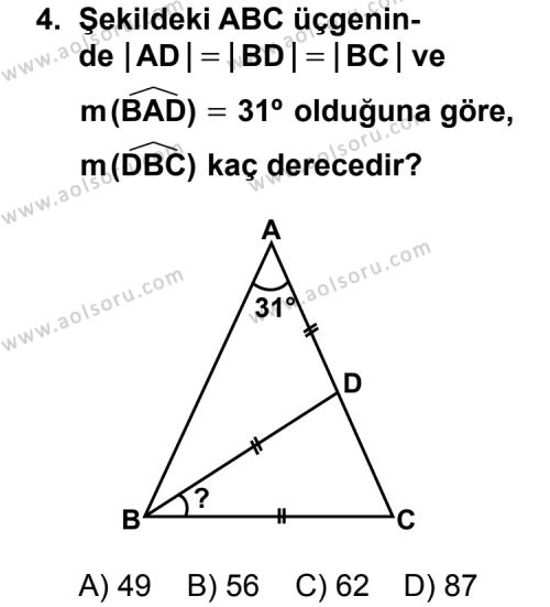 Geometri 4 Dersi 2011 - 2012 Yılı 1. Dönem Sınav Soruları 4. Soru