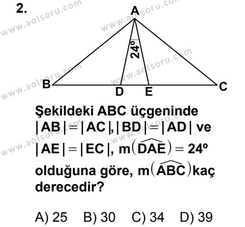 Geometri 4 Dersi 2011 - 2012 Yılı 3. Dönem Sınav Soruları 2. Soru