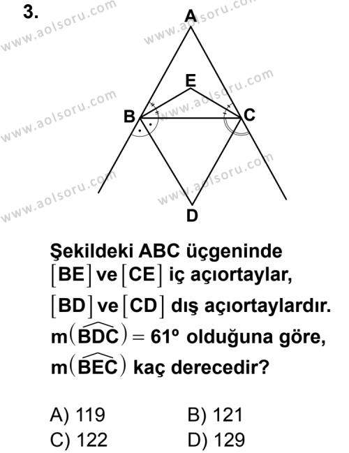 Geometri 4 Dersi 2011 - 2012 Yılı 3. Dönem Sınav Soruları 3. Soru