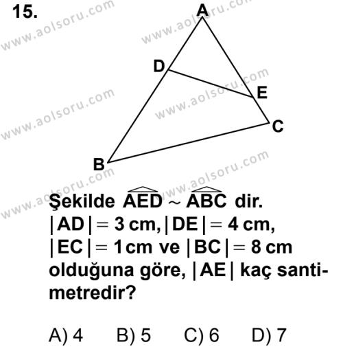 Geometri 4 Dersi 2011-2012 Yılı 3. Dönem Sınavı 15. Soru
