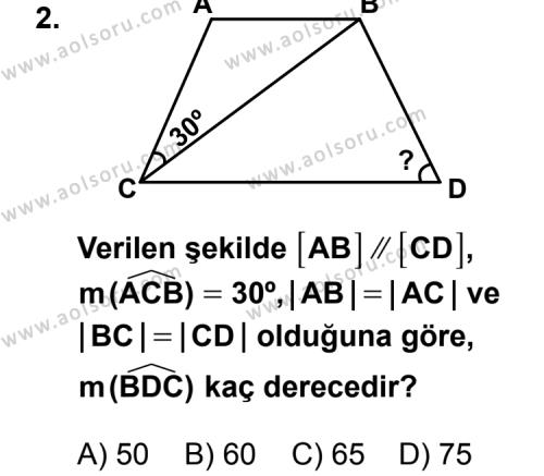 Geometri 4 Dersi 2012 - 2013 Yılı 1. Dönem Sınav Soruları 2. Soru