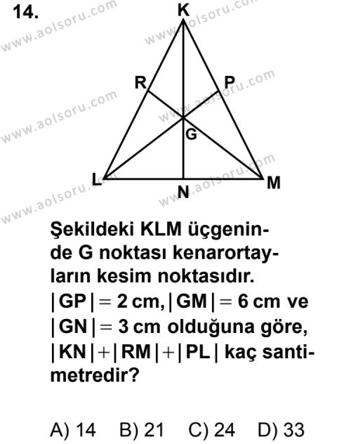 Geometri 4 Dersi 2012-2013 Yılı 1. Dönem Sınavı 14. Soru