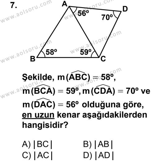Geometri 4 Dersi 2012-2013 Yılı 2. Dönem Sınavı 7. Soru