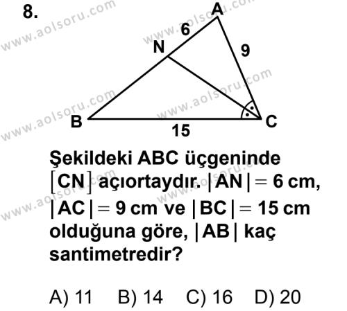 Geometri 4 Dersi 2012-2013 Yılı 2. Dönem Sınavı 8. Soru