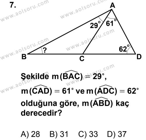 Geometri 4 Dersi 2013-2014 Yılı 1. Dönem Sınavı 7. Soru