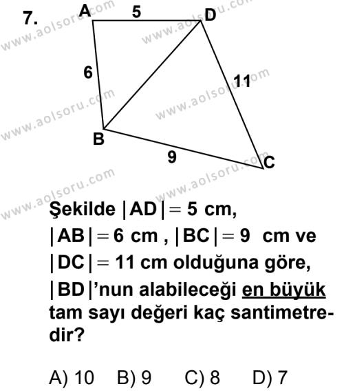 Geometri 4 Dersi 2013-2014 Yılı 2. Dönem Sınavı 7. Soru