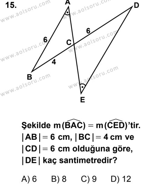 Geometri 4 Dersi 2013-2014 Yılı 2. Dönem Sınavı 15. Soru