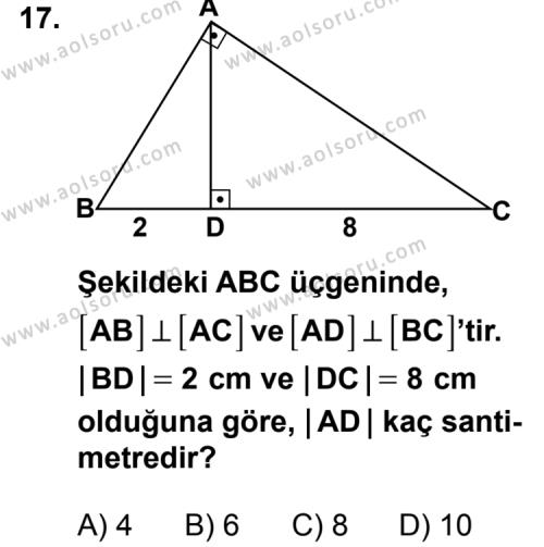 Geometri 4 Dersi 2013-2014 Yılı 2. Dönem Sınavı 17. Soru