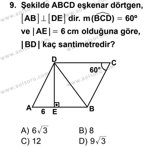 Geometri 5 Dersi 2011-2012 Yılı 1. Dönem Sınavı 9. Soru