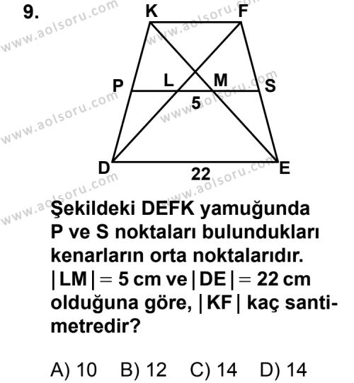 Geometri 5 Dersi 2012-2013 Yılı 1. Dönem Sınavı 9. Soru