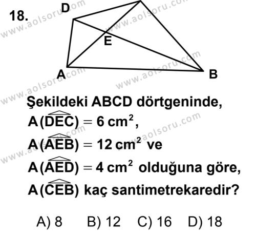 Geometri 5 Dersi 2012-2013 Yılı 1. Dönem Sınavı 18. Soru