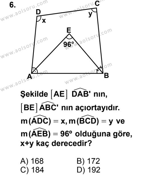 Geometri 5 Dersi 2012-2013 Yılı 2. Dönem Sınavı 6. Soru