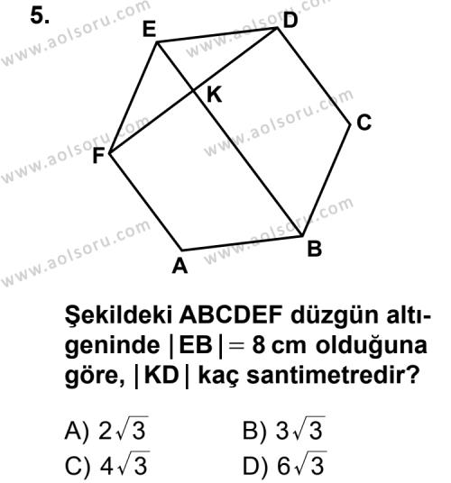 Geometri 5 Dersi 2012-2013 Yılı 3. Dönem Sınavı 5. Soru