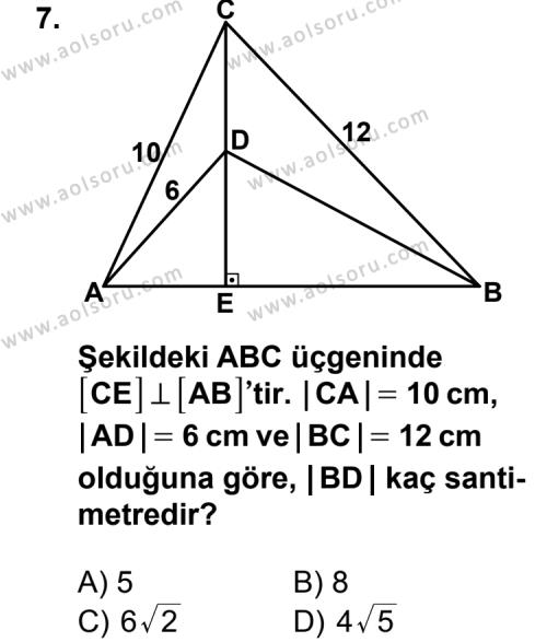 Geometri 5 Dersi 2013-2014 Yılı 1. Dönem Sınavı 7. Soru