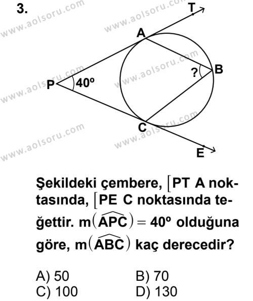 Geometri 6 Dersi 2011 - 2012 Yılı 2. Dönem Sınav Soruları 3. Soru