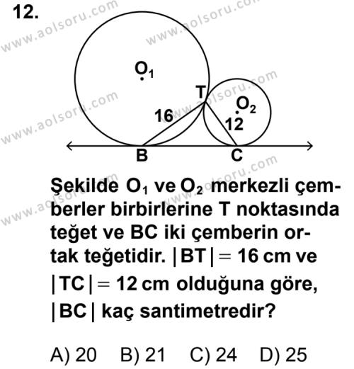 Geometri 6 Dersi 2011-2012 Yılı 2. Dönem Sınavı 12. Soru