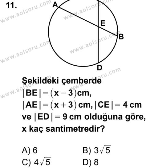Geometri 6 Dersi 2011-2012 Yılı 3. Dönem Sınavı 11. Soru