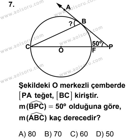 Geometri 6 Dersi 2012-2013 Yılı 1. Dönem Sınavı 7. Soru