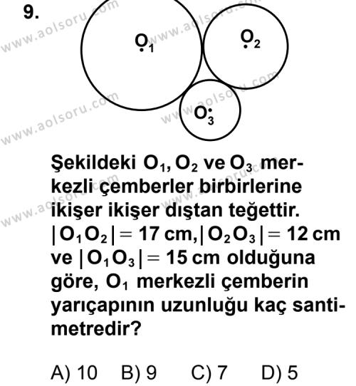 Geometri 6 Dersi 2012-2013 Yılı 2. Dönem Sınavı 9. Soru