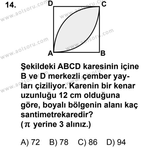 Geometri 6 Dersi 2012-2013 Yılı 2. Dönem Sınavı 14. Soru