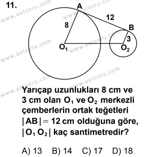Geometri 6 Dersi 2012-2013 Yılı 3. Dönem Sınavı 11. Soru