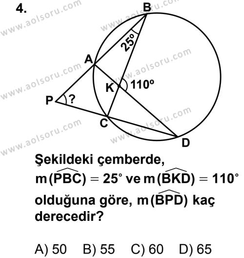 Geometri 6 Dersi 2013 - 2014 Yılı 1. Dönem Sınav Soruları 4. Soru