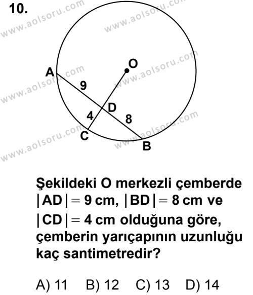 Geometri 6 Dersi 2013-2014 Yılı 2. Dönem Sınavı 10. Soru