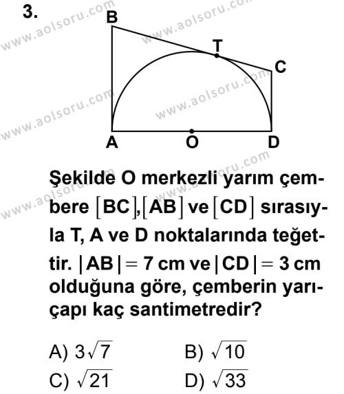 Geometri 6 Dersi 2013 - 2014 Yılı 3. Dönem Sınav Soruları 3. Soru