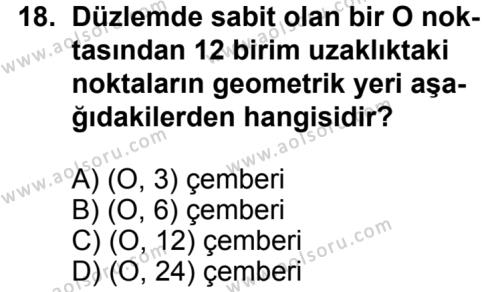 Geometri 6 Dersi 2014-2015 Yılı 1. Dönem Sınavı 18. Soru