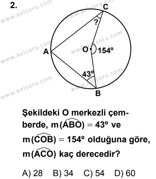 Geometri 6 Dersi 2014 - 2015 Yılı 3. Dönem Sınav Soruları 2. Soru