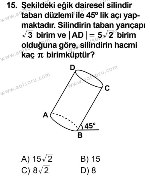 Geometri 7 Dersi 2011-2012 Yılı 1. Dönem Sınavı 15. Soru