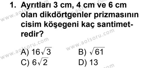 Geometri 7 Dersi 2011 - 2012 Yılı 2. Dönem Sınav Soruları 1. Soru