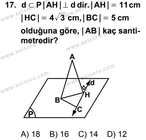 Geometri 8 Dersi 2011-2012 Yılı 1. Dönem Sınavı 17. Soru