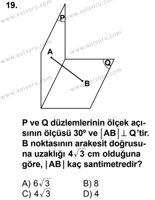 Geometri 8 Dersi 2011-2012 Yılı 2. Dönem Sınavı 19. Soru